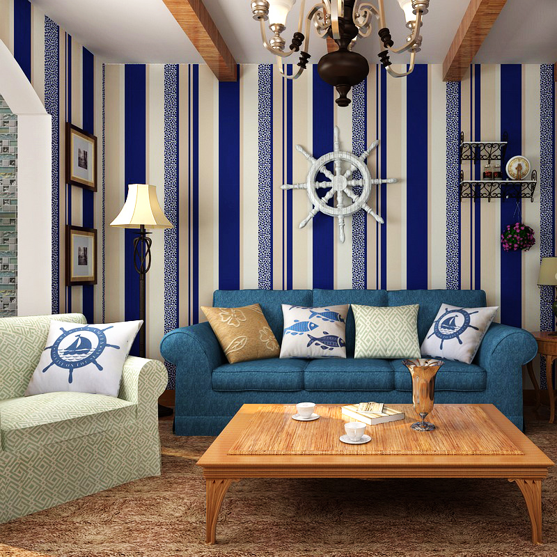 Background Wall Blue And White Vertical Stripe Wallpaper Jpg