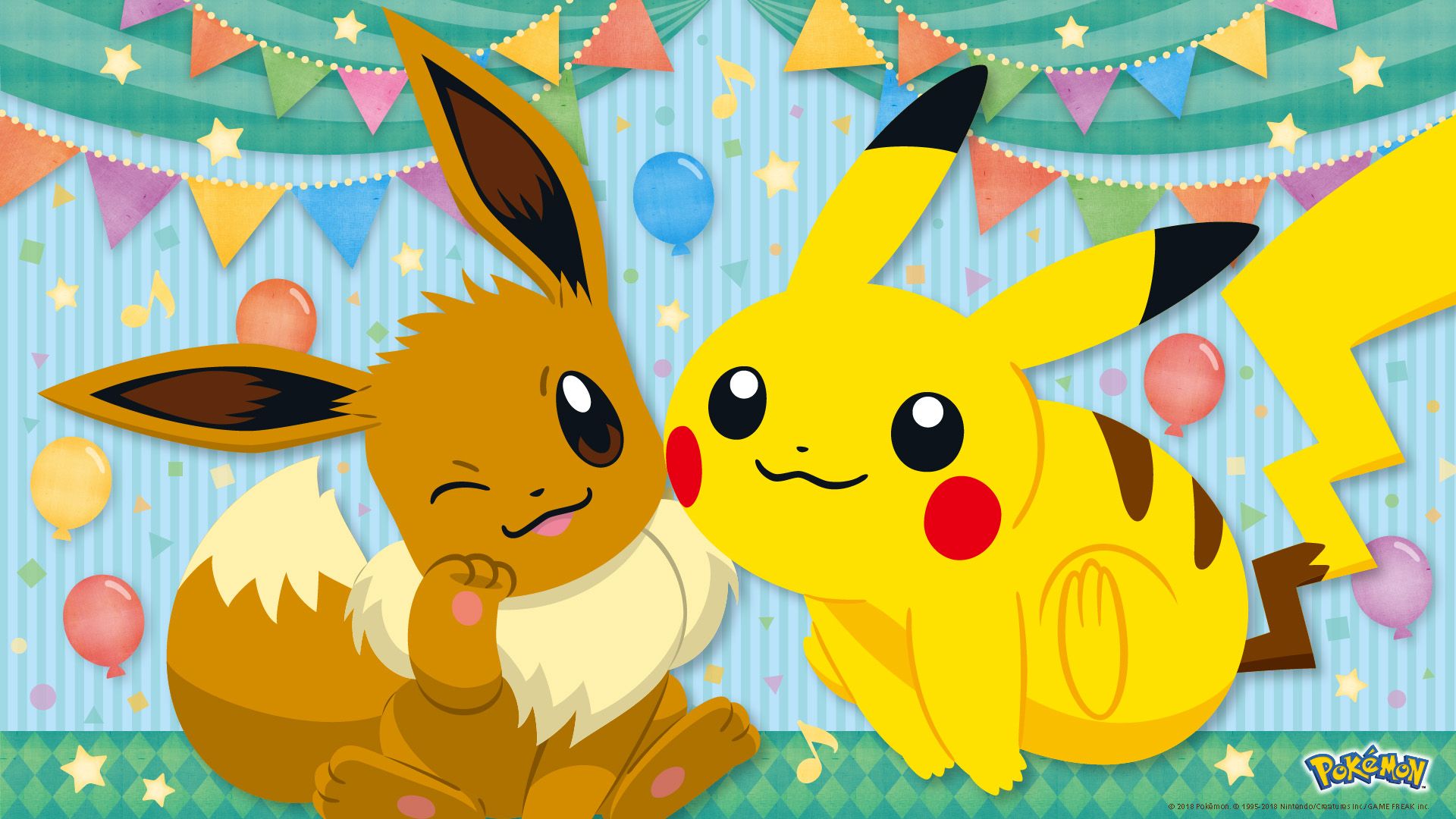 Cute Pikachu And Eevee Wallpaper On
