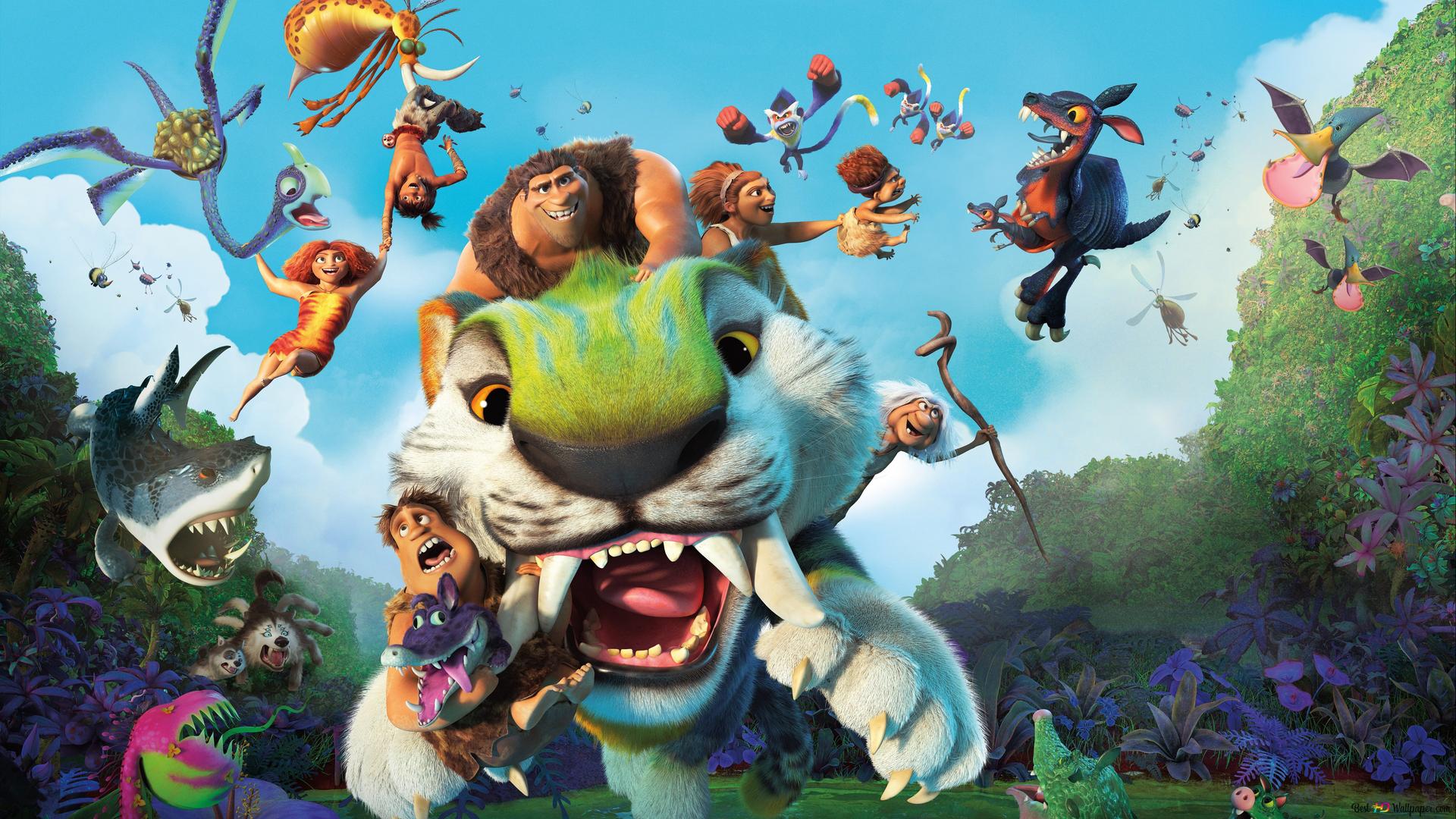 The Croods Animated Movie S Colorful Characters Are Fun Together 8k Wallpaper