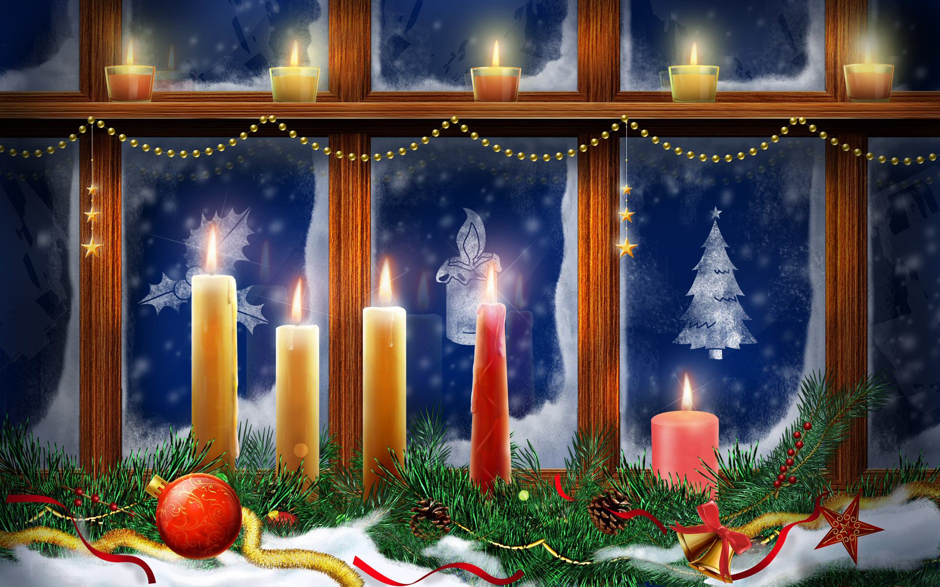 Christmas Candles HD Wallpaper Theme Bin Customization