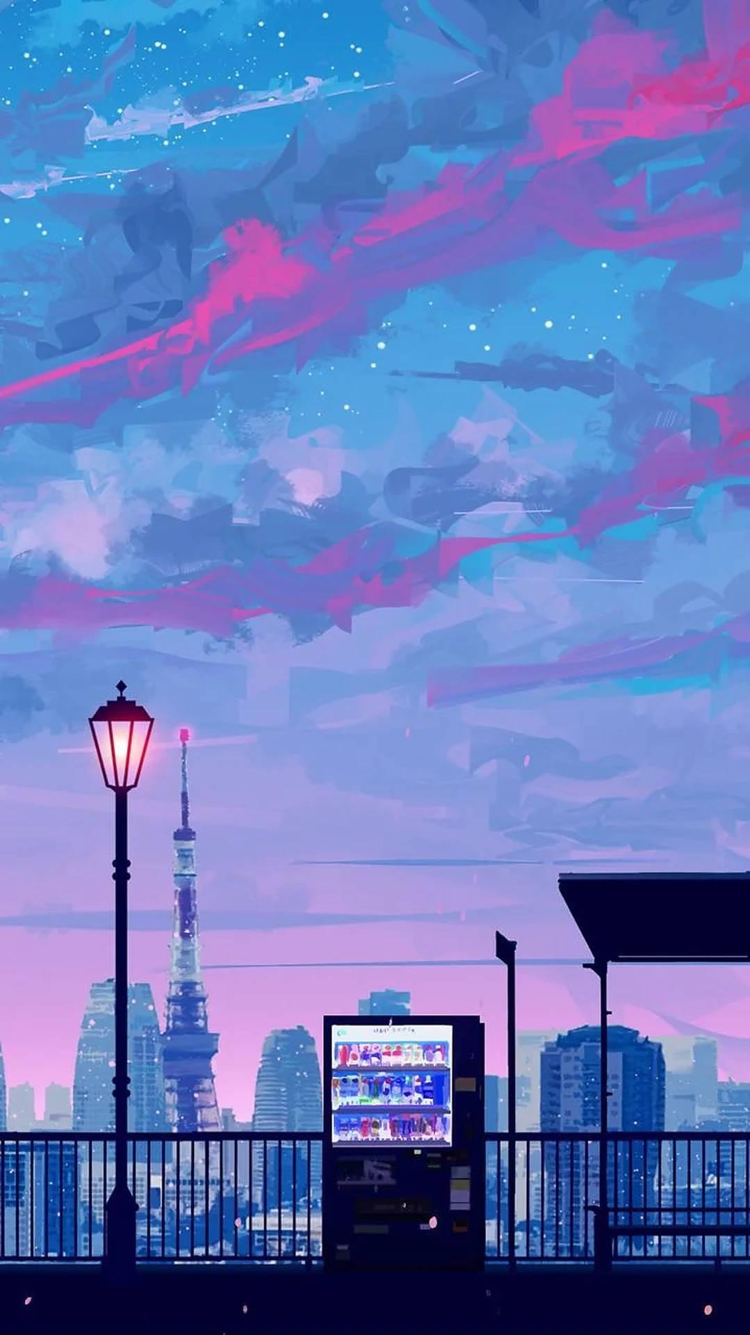 Anime City iPhone Aesthetic Wallpaper