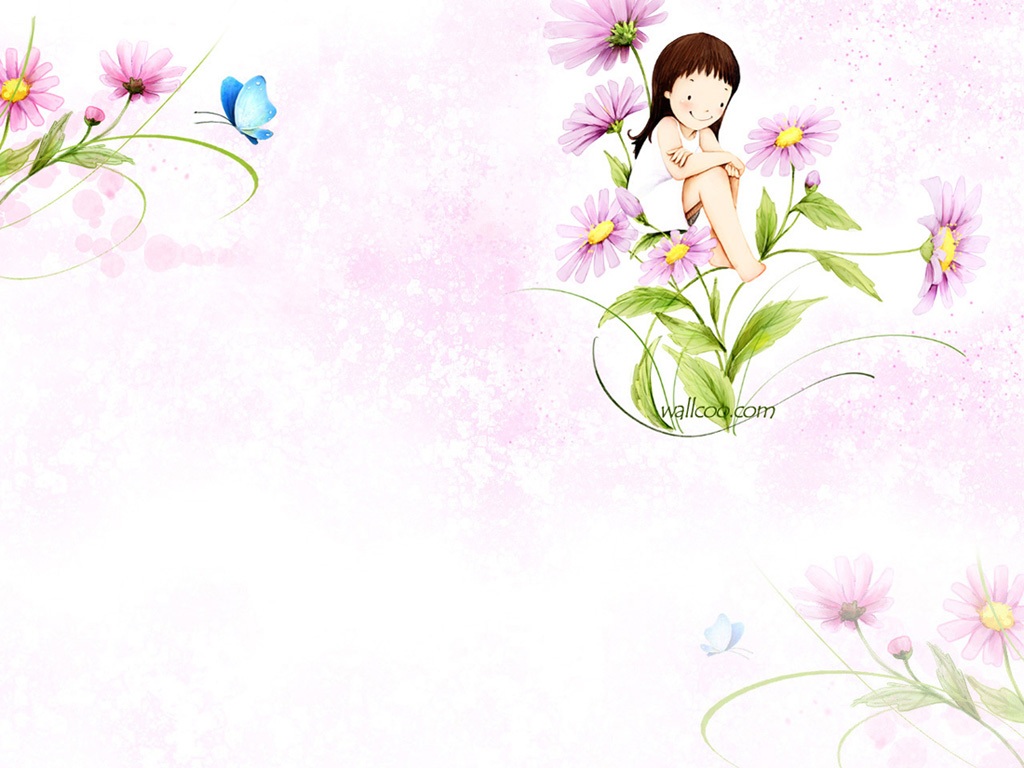  Cartoon Cute Fairy Girl 1024x768 NO16 Desktop Wallpaper   Wallcoonet