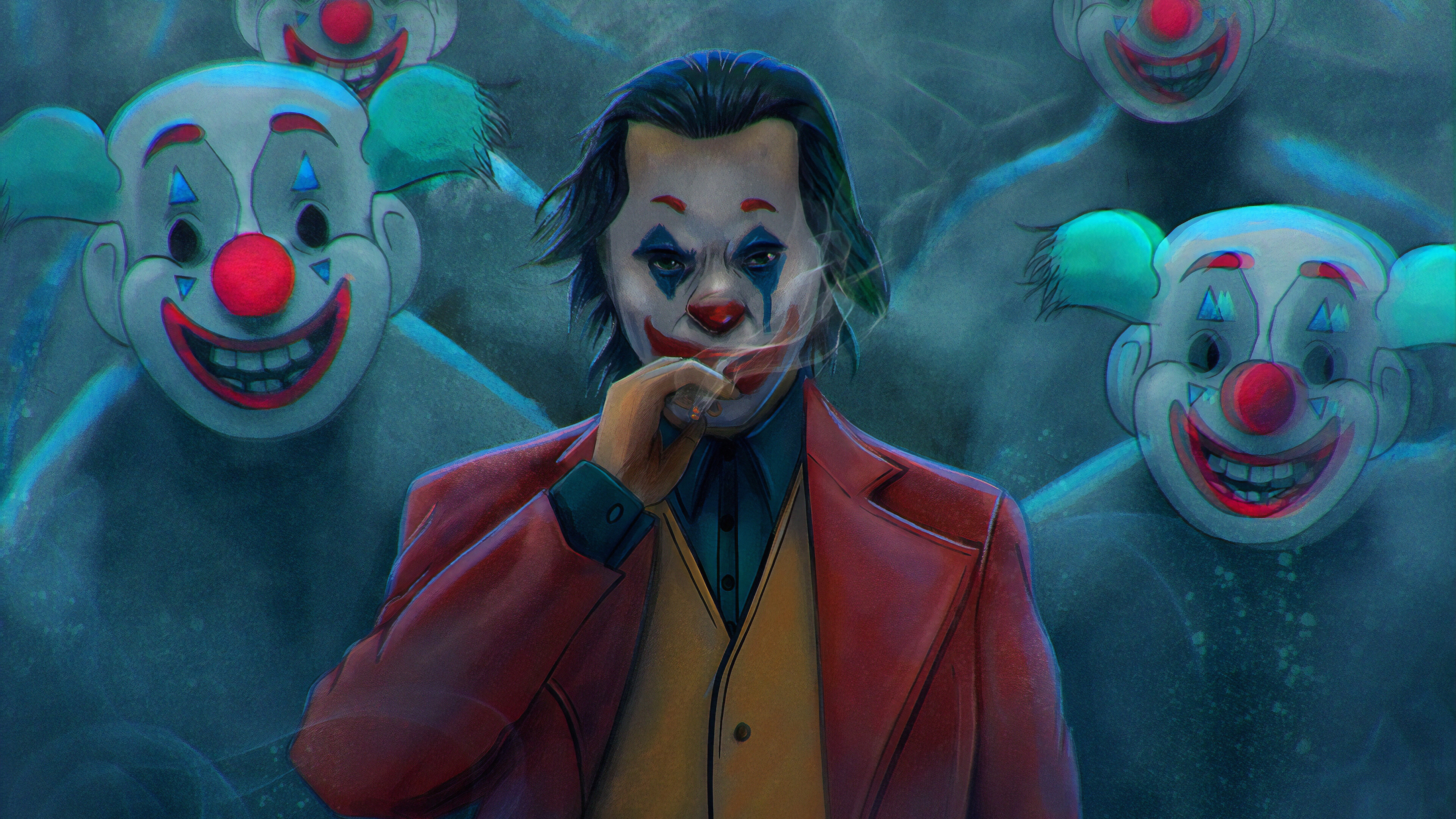 Joker Clown Mask Smoking Movie Art 4k Wallpaper