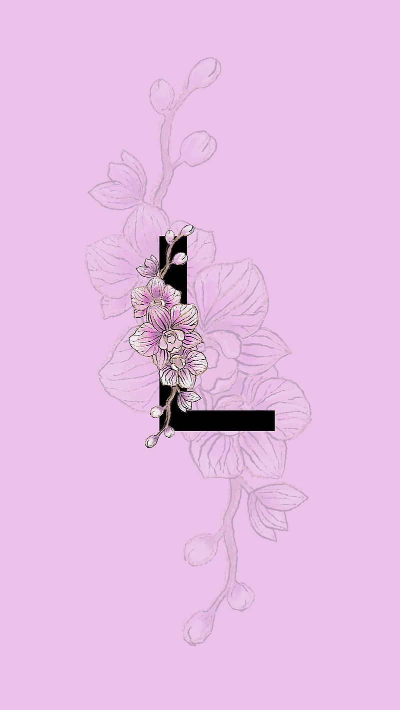 Letter L With Flower On Pink Wallpaper