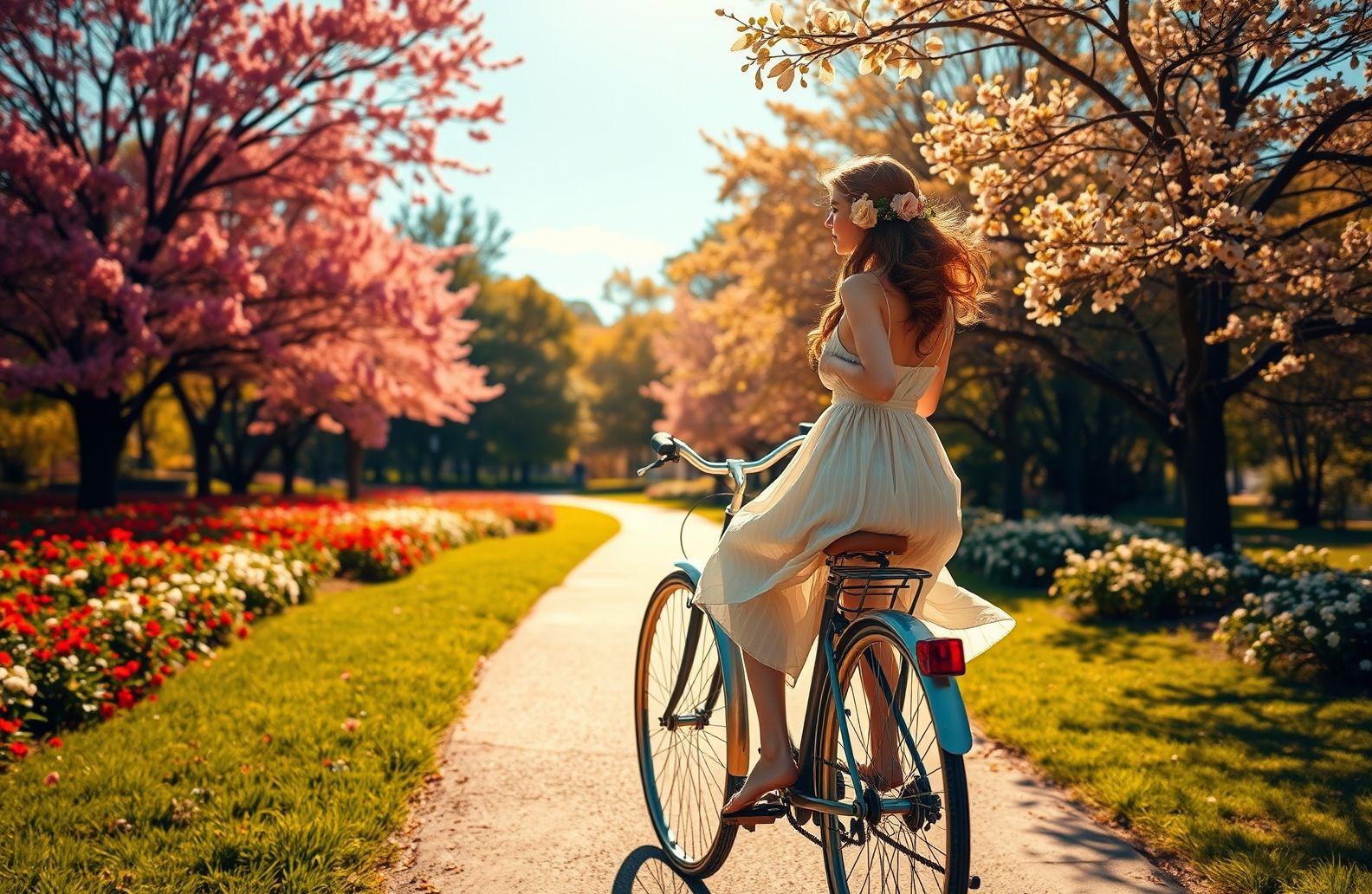 Girl And Bike Wallpaper