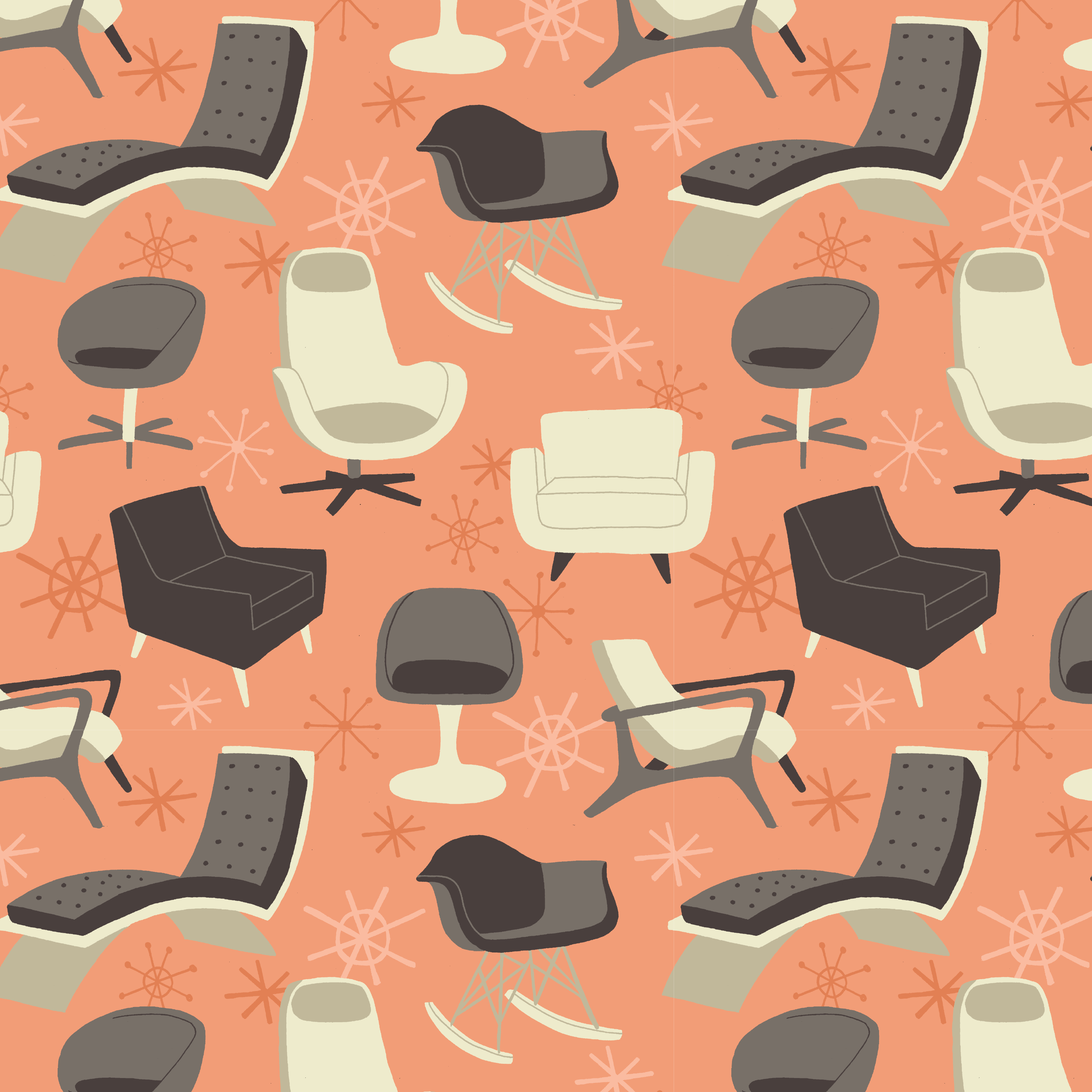 Mid Century Pattern Chairs