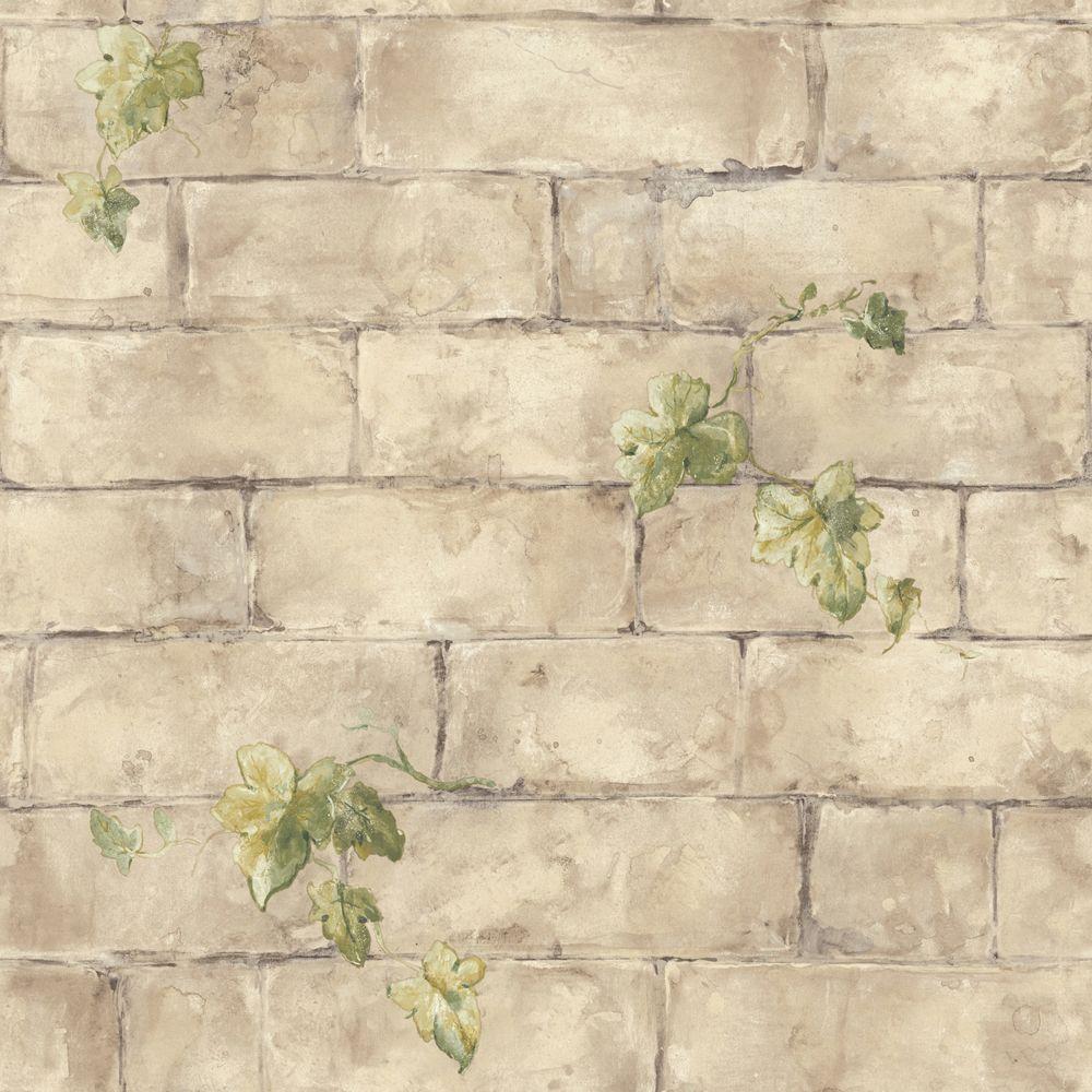 Wallpaper Sq Ft Beige Ivy And Brick Gray Wc1281807