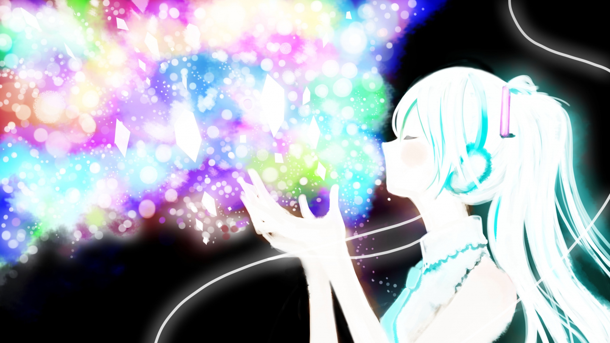 Hatsune Miku Vocaloid Anime Girl Glitter Wallpaper