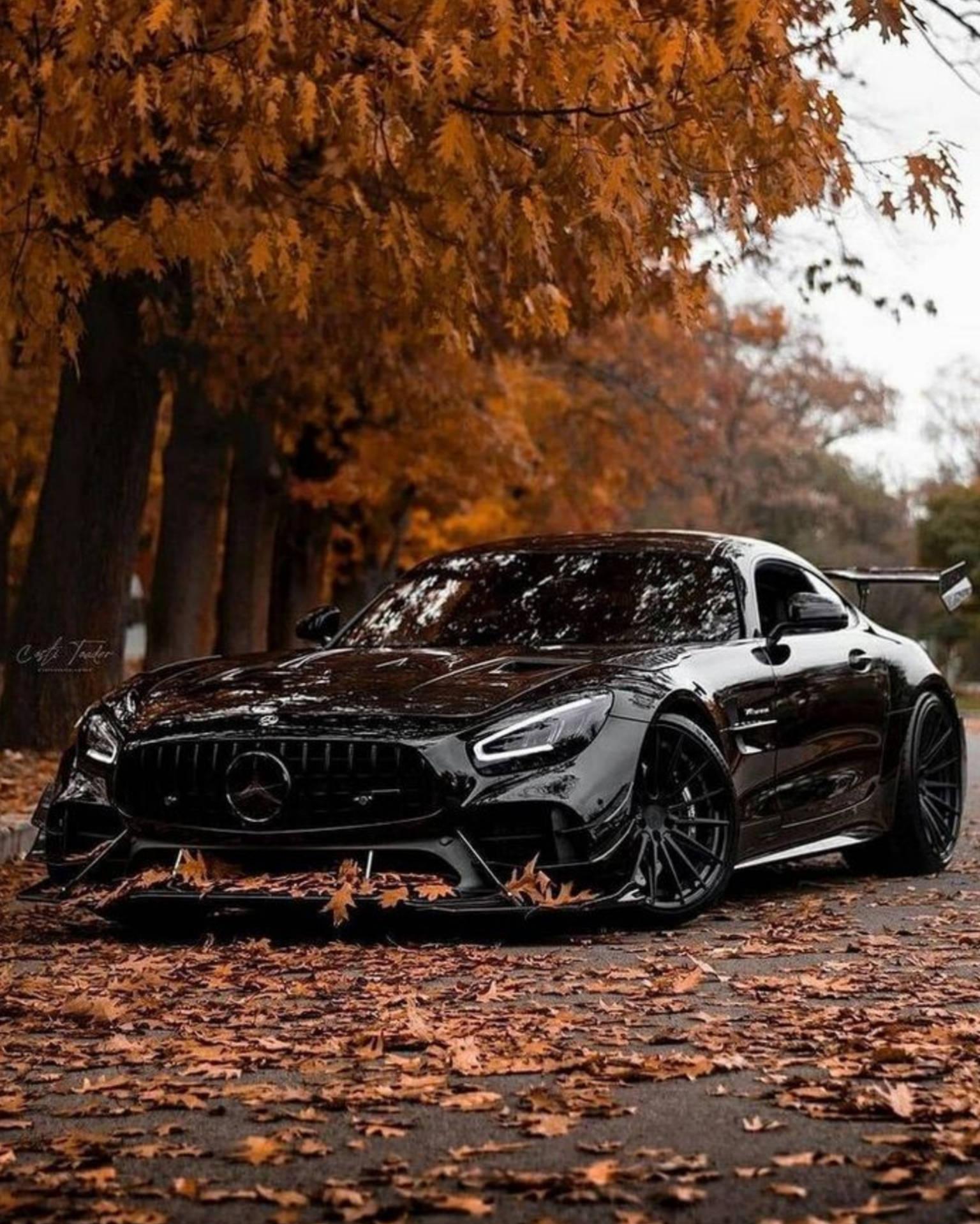 Sleek Black Mercedes Amg Gtr Showcasing Its Majestic