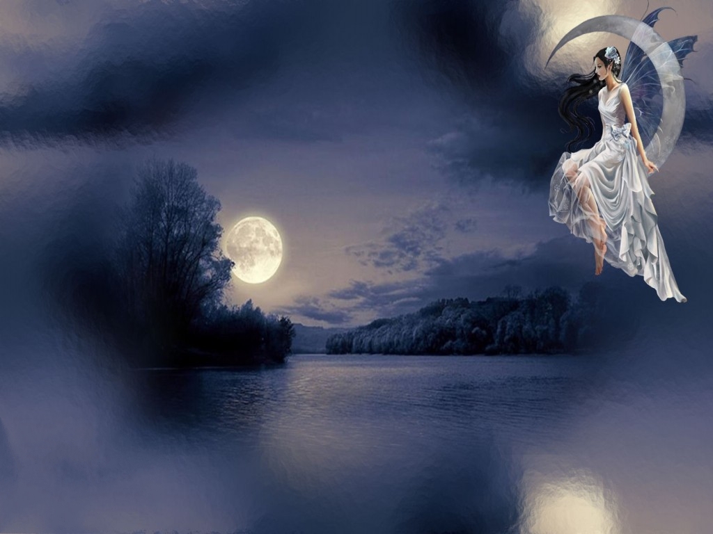 Moon Fairy Angel Wallpaper Full HD