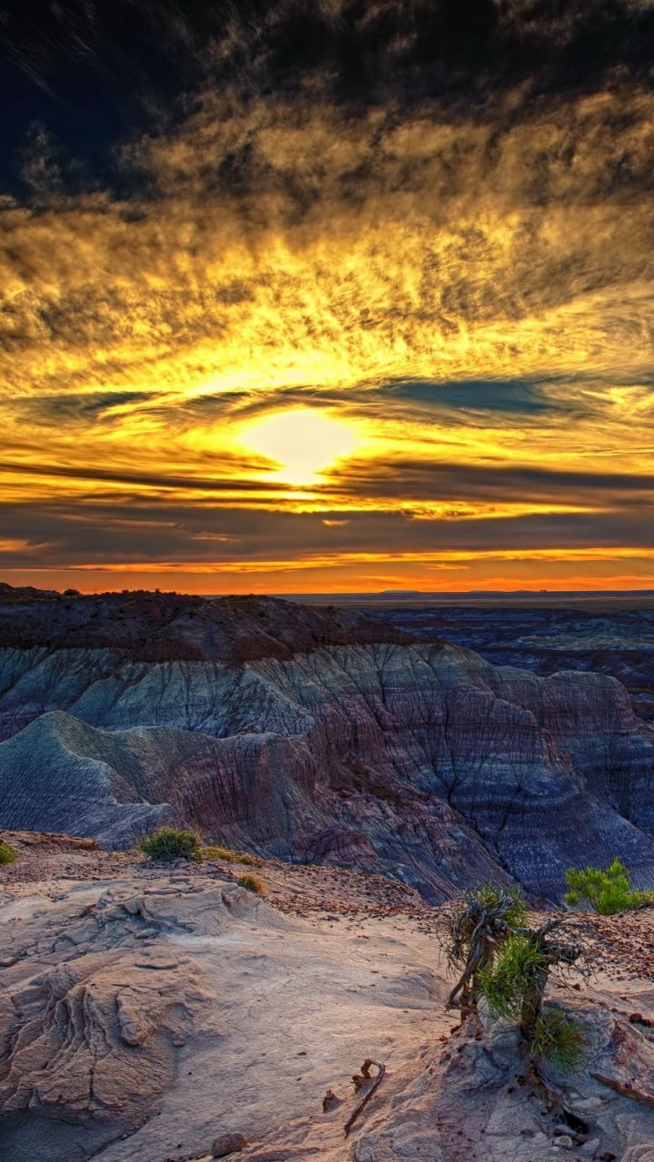 Wallpaper Petrified Forest Arizona Sunset HDr