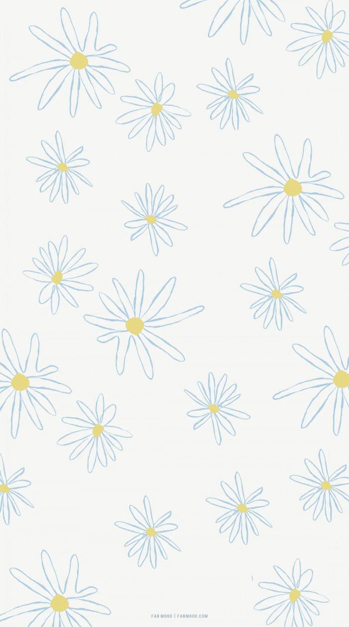 Cute Spring Wallpaper For Phone iPhone Blue Daisy