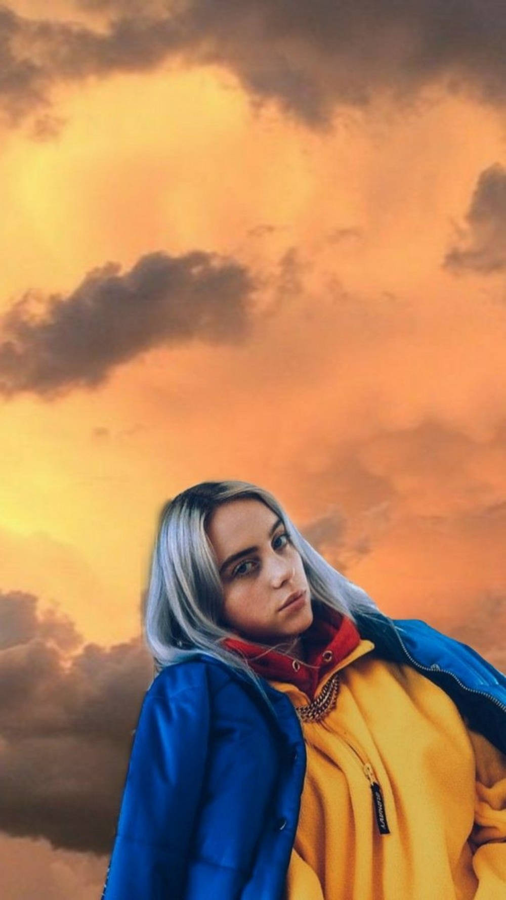 Aesthetic Billie Eilish Orange Cloudy Sky Boxx0sj36rmt9m8i Wallpaper