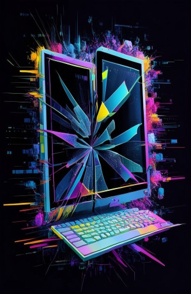 Broken Computer Screen Wallpaper