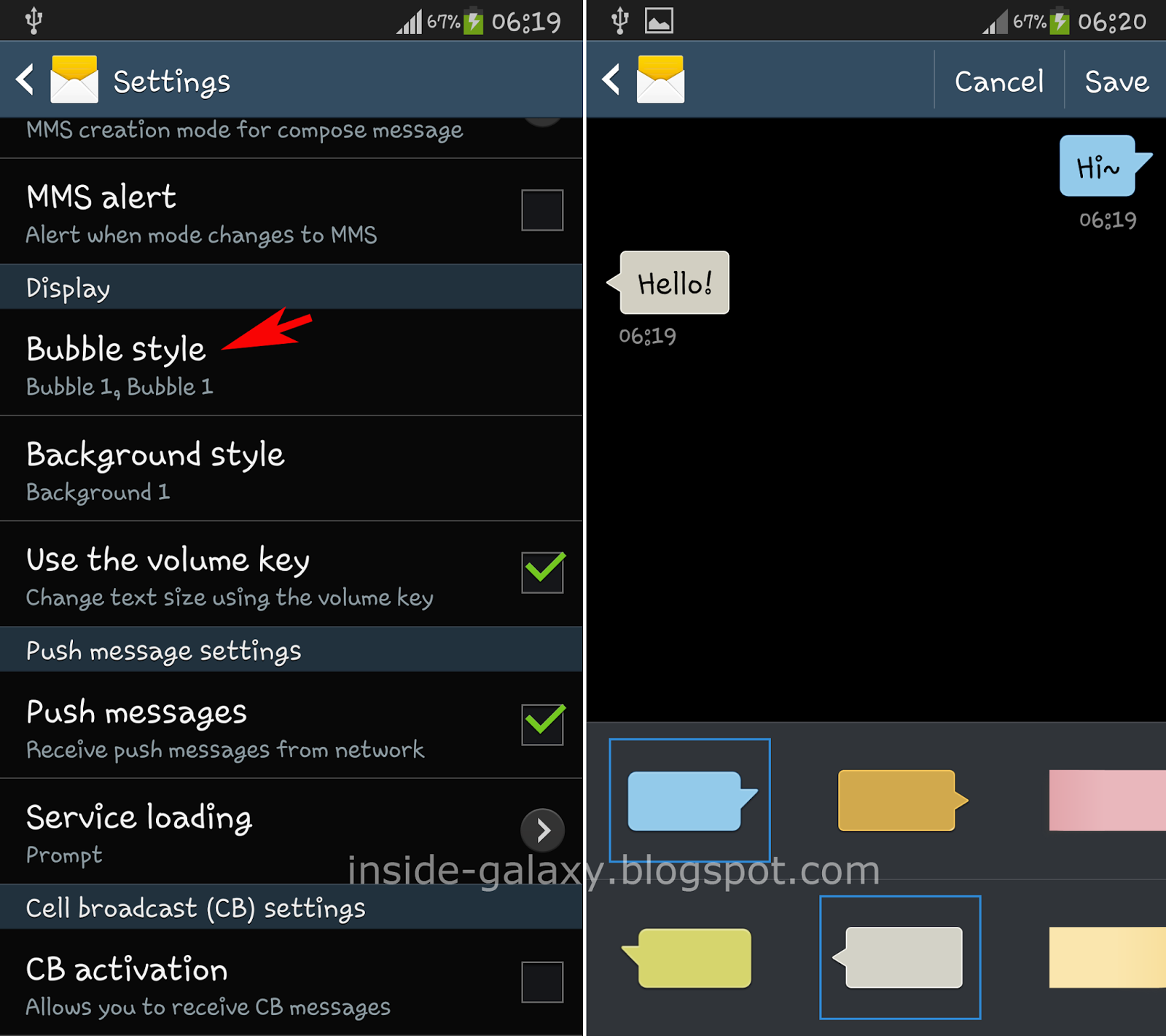 Galaxy S4 How To Change Bubble And Background Style In Messaging App