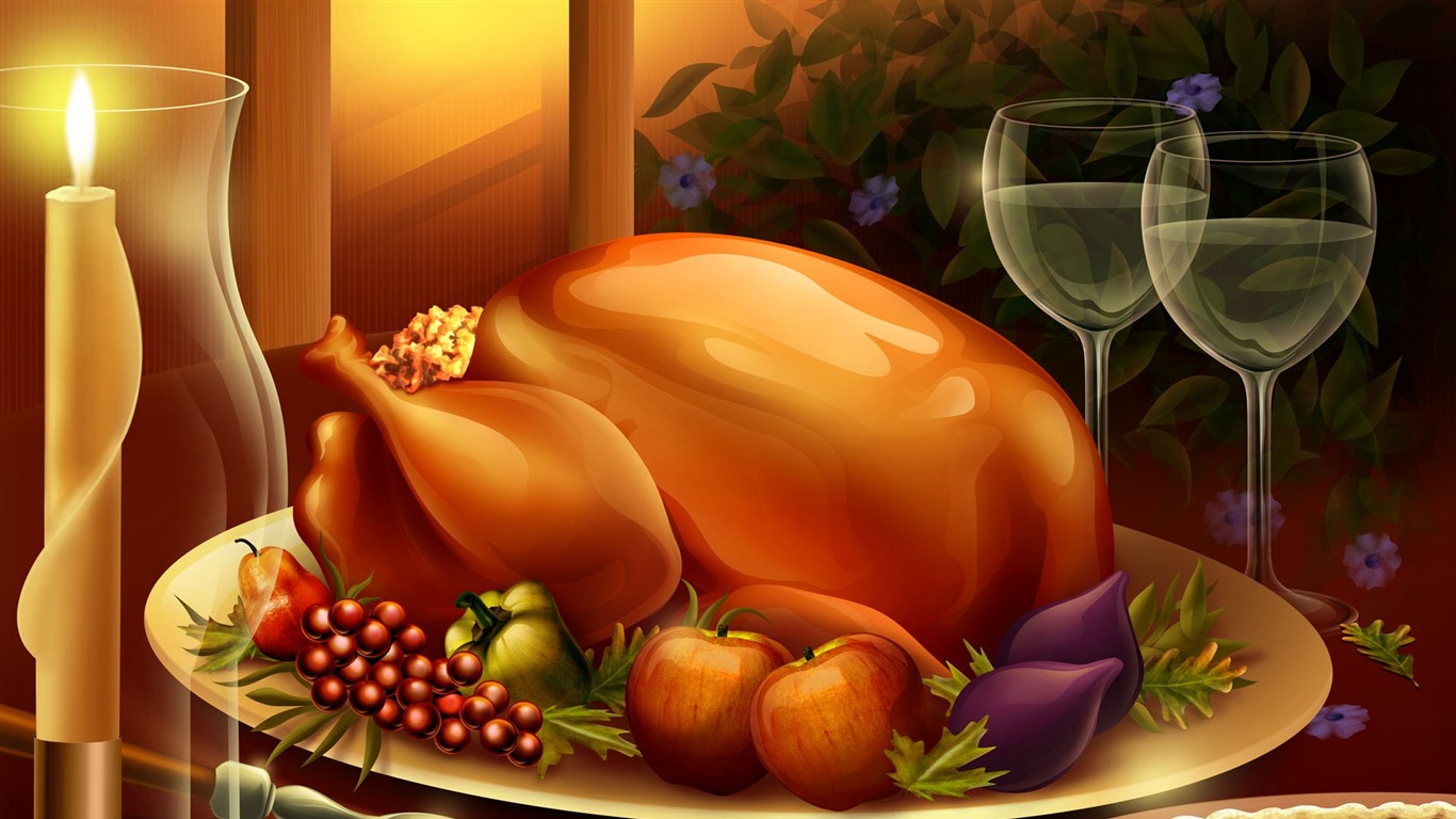 Dinner Turkey Thanksgiving Illustration Design Wallpaper