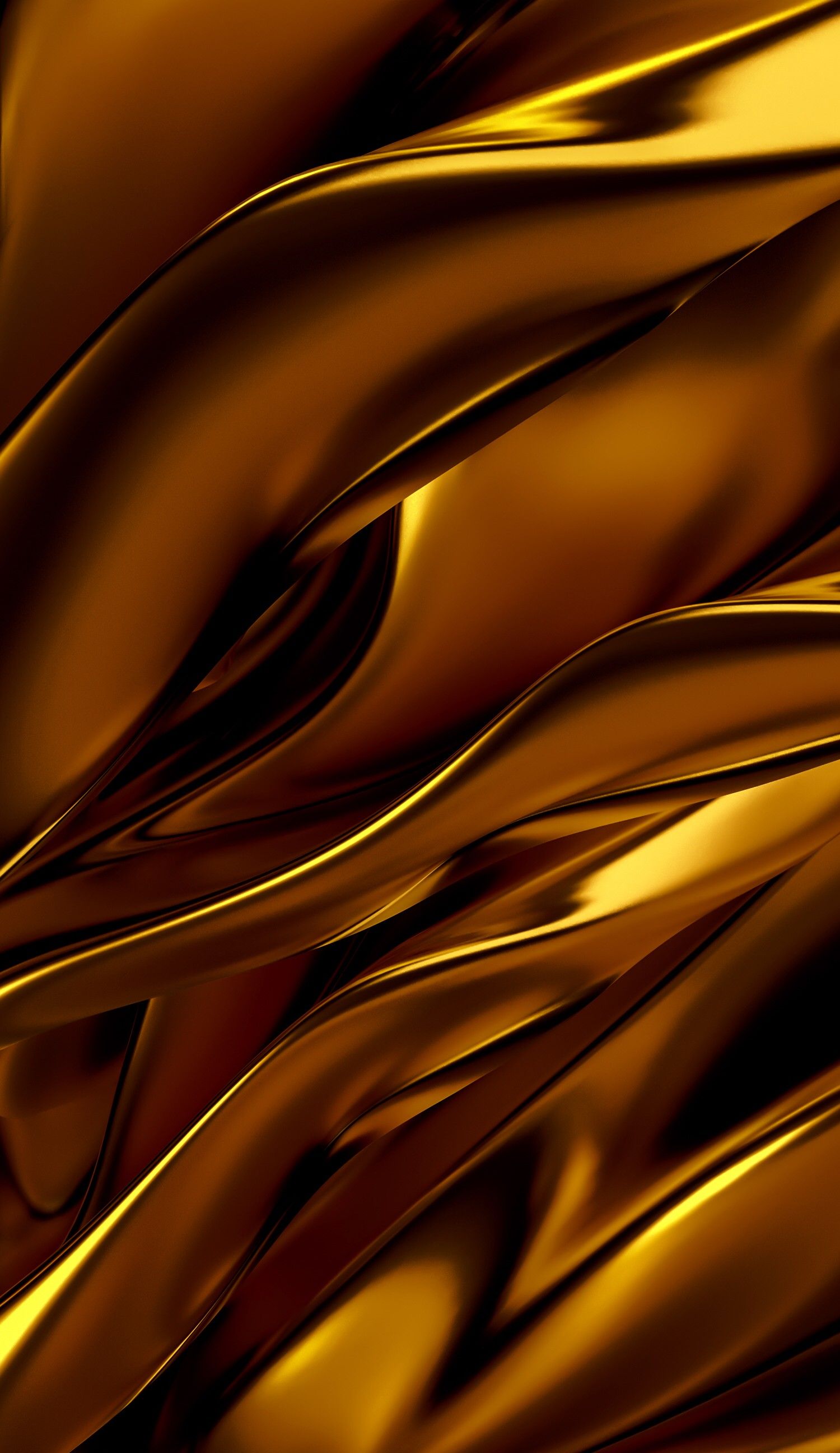 Luxurious black gold abstract background with flowing, silky waves. Perfect for a sophisticated phone wallpaper