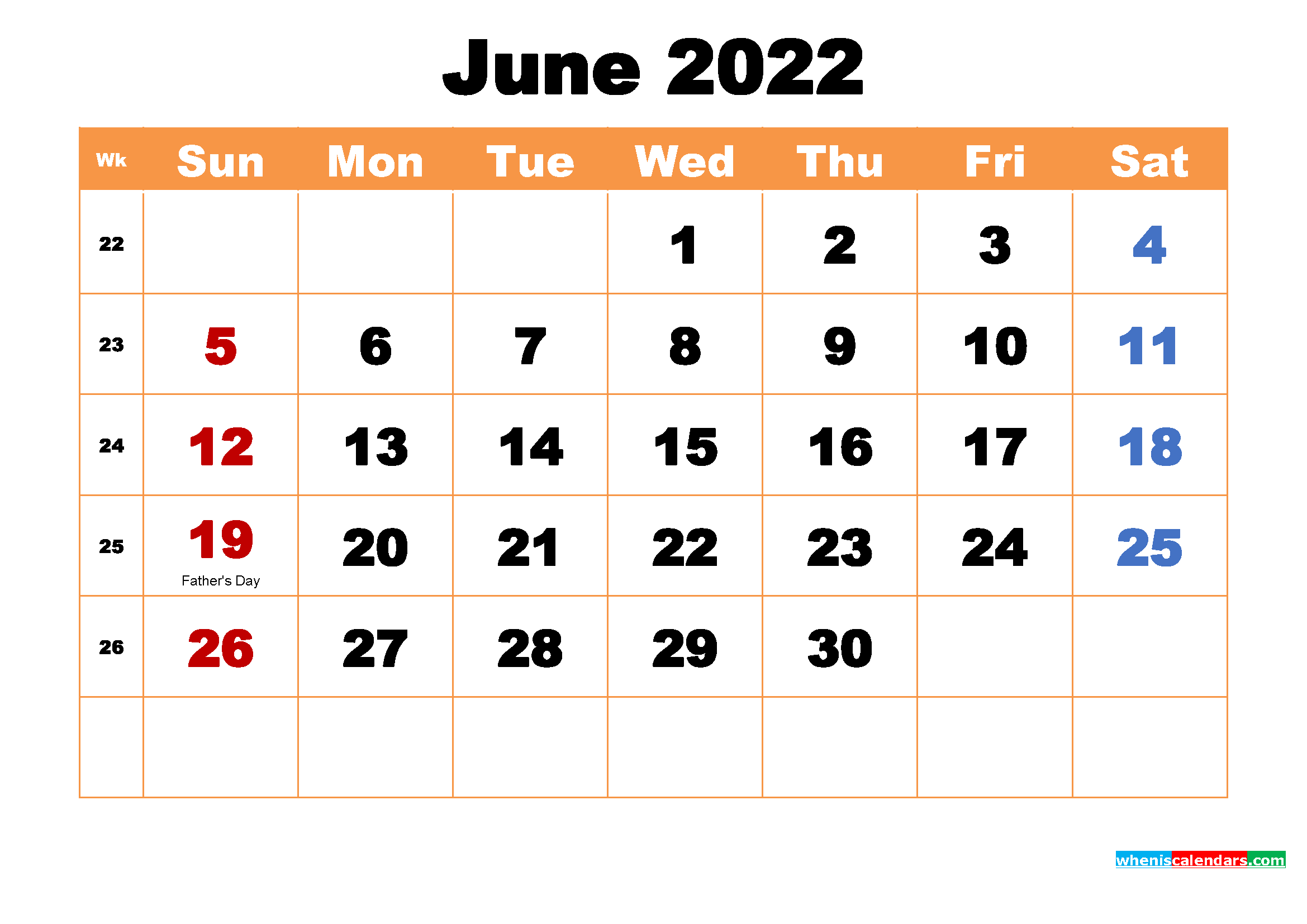June 2022 Calendar Wallpaper High Resolution