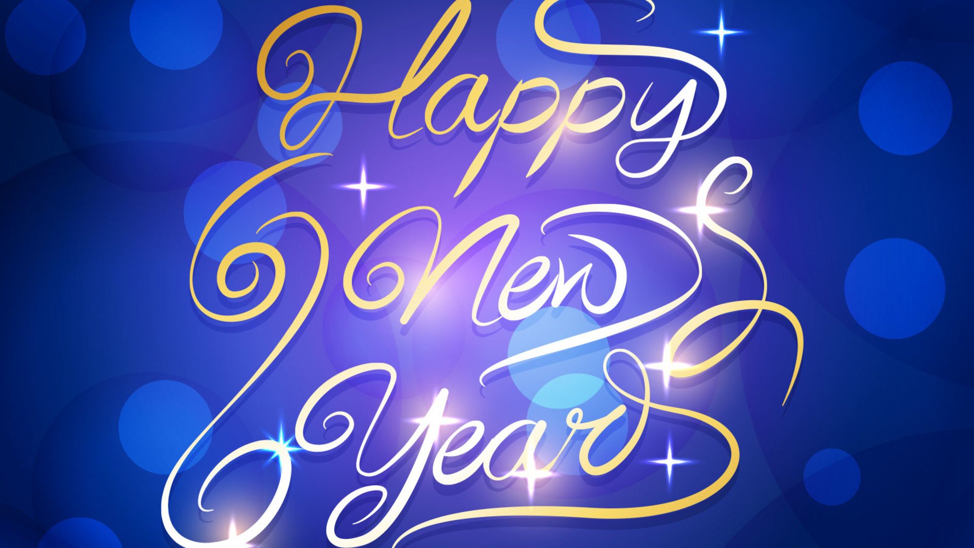 Happy New Year 2016   blue wallpaper and shiny stars 1920x1080