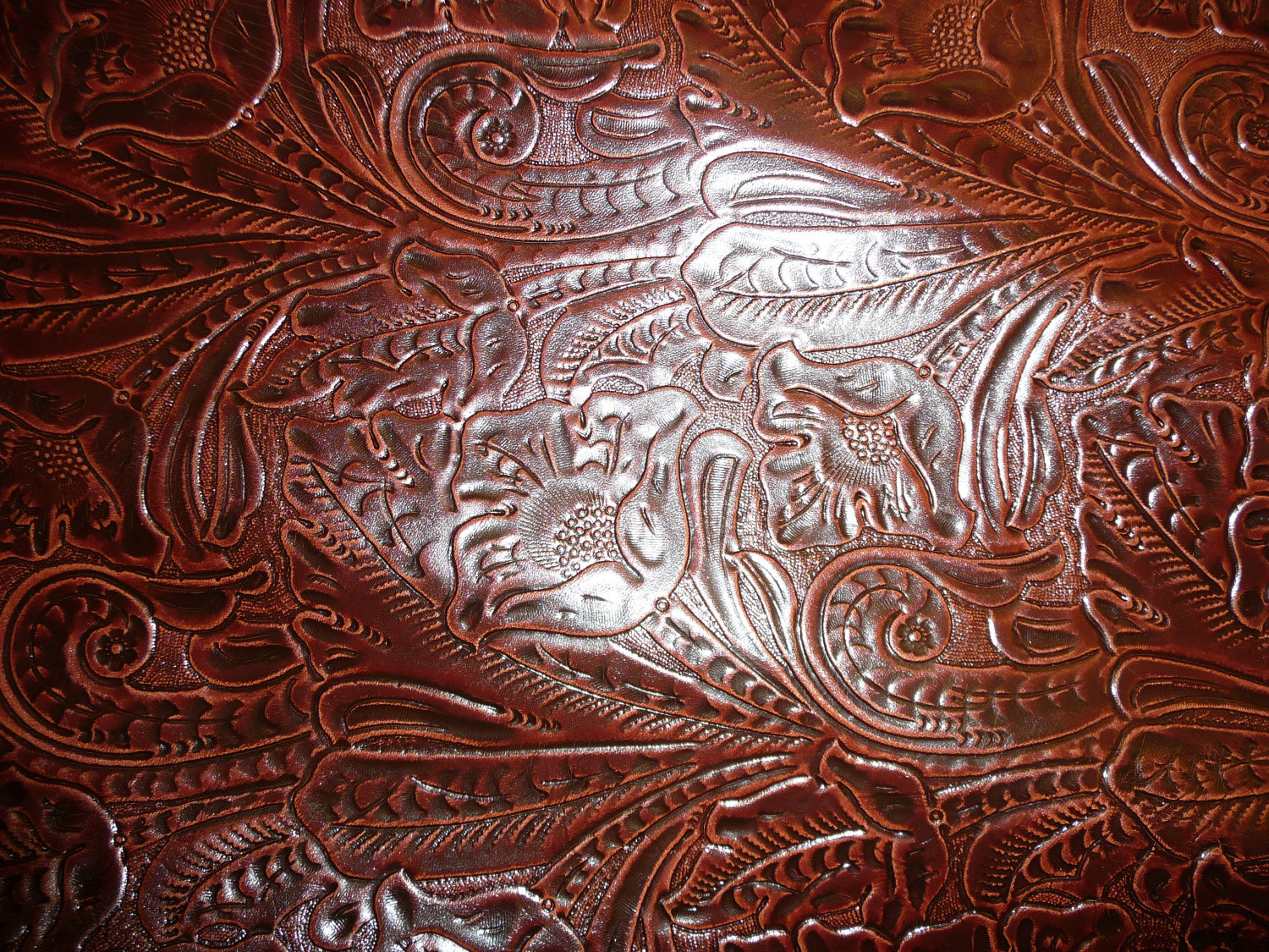 Chocolate Brown Western Floral Flower embossed by PeggySueAlso 1500x1125