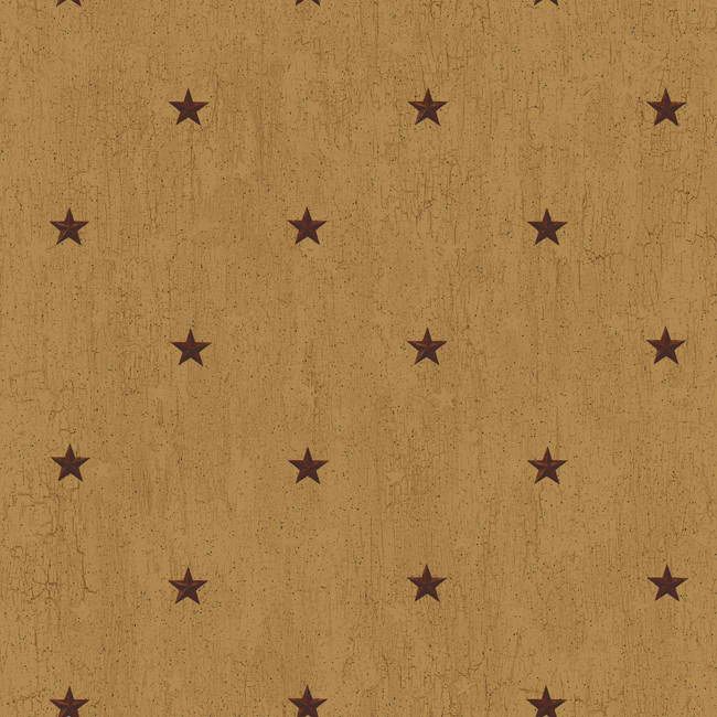 Primitive Star Background Tan Maroon Cb5674 Barn Spot Wallpaper