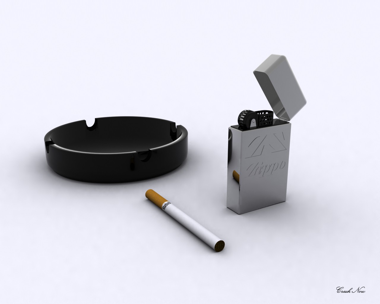 Desktop Wallpaper Zippo Lighter And Cigarette HD