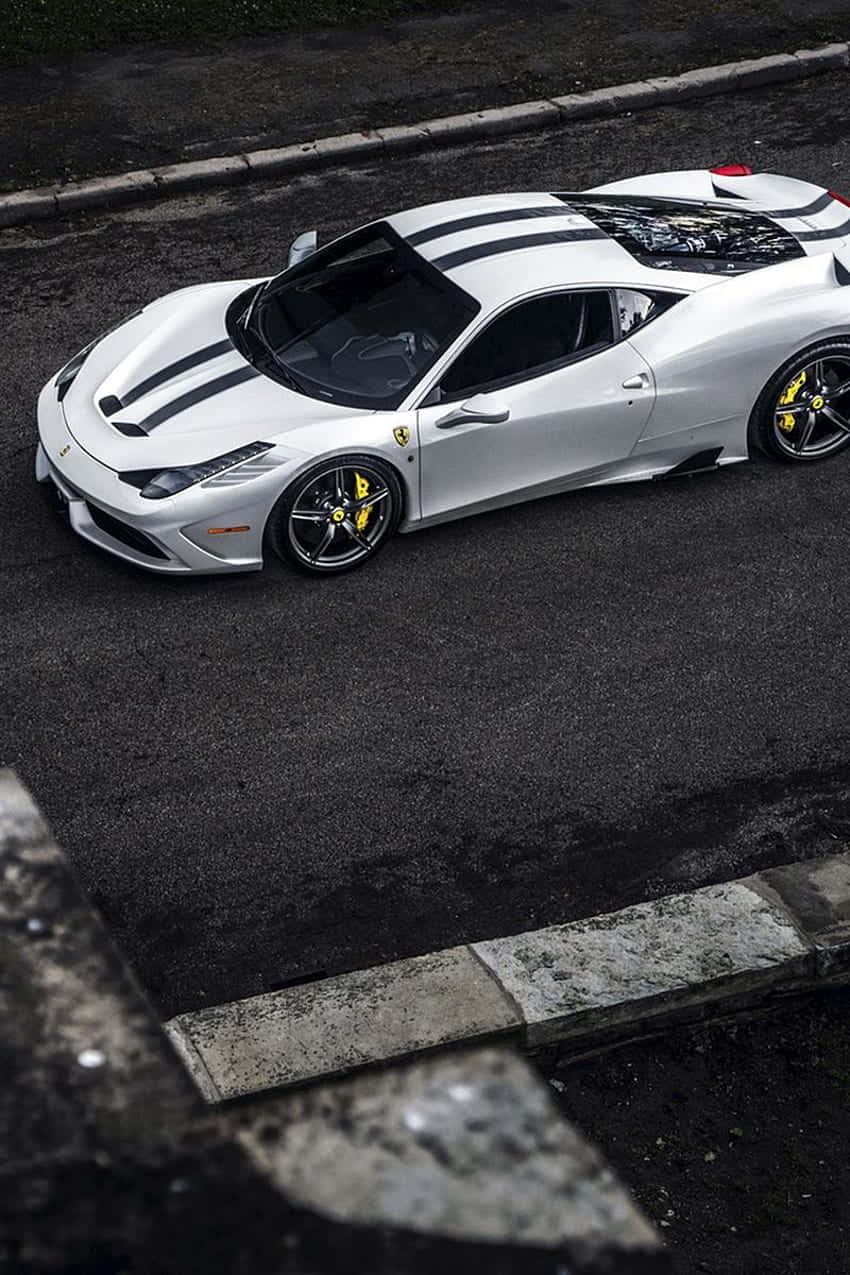 White Ferrari iPhone Wallpaper