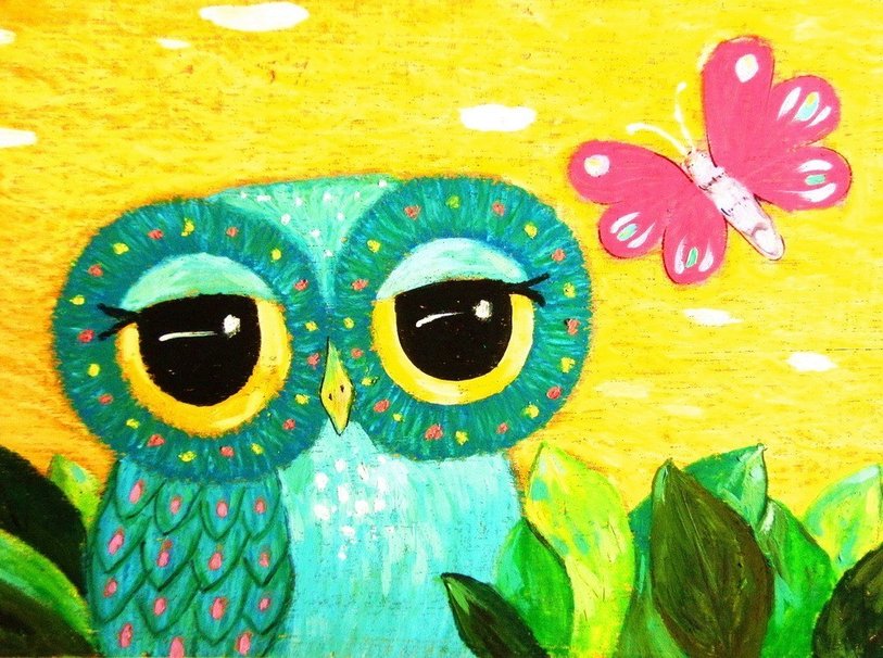Cute Blue Owl Wallpaper