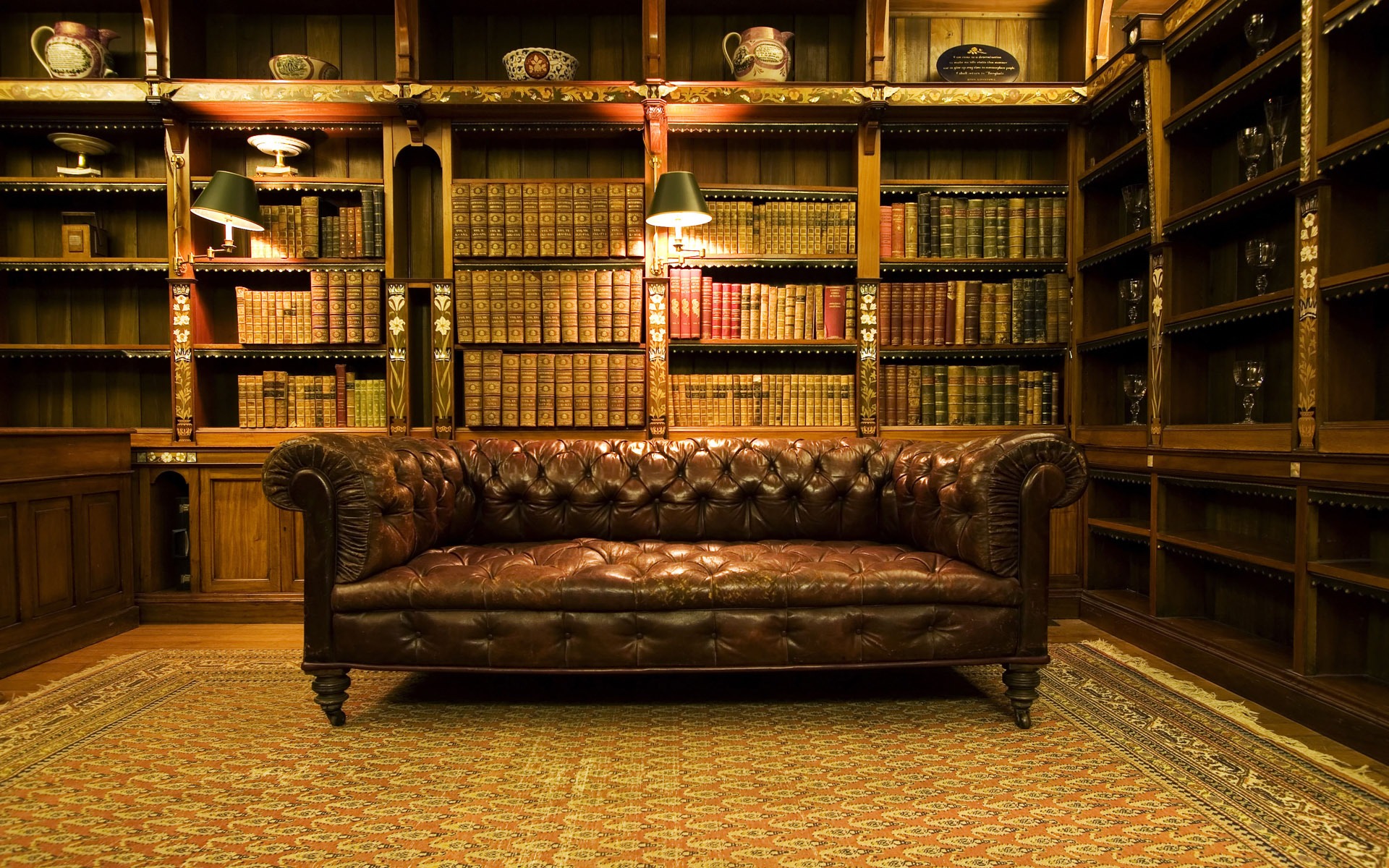 Vintage Library Photography HD Wallpaper Clair Obscur