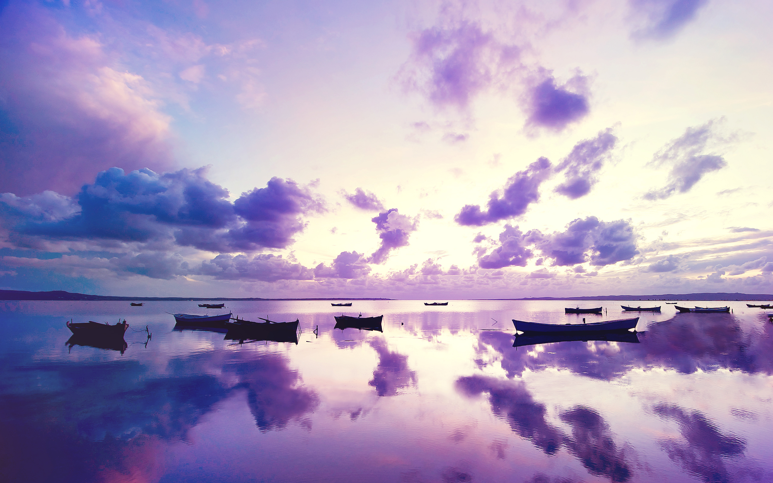 Purple Sunset In Ocean Wallpaper HD