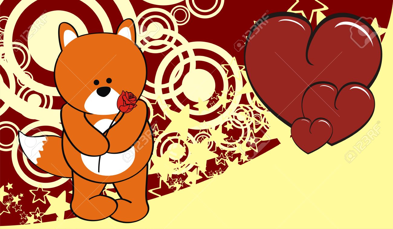 Fox Love Valentine Wallpaper Cartoon In Vector Format Royalty