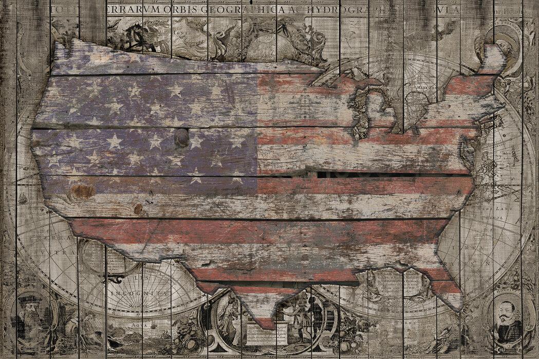 Usa Map Old Times Made To Measure Wall Mural Photowall