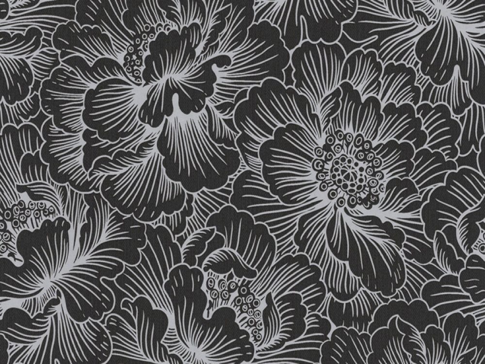 Delivery On Flourish Black Silver Floral Wallpaper