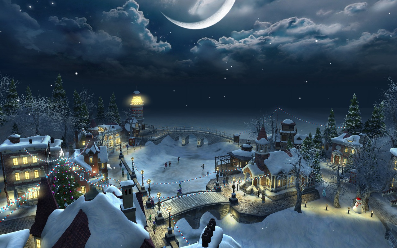 Christmas Scenery Night HD Wallpaper