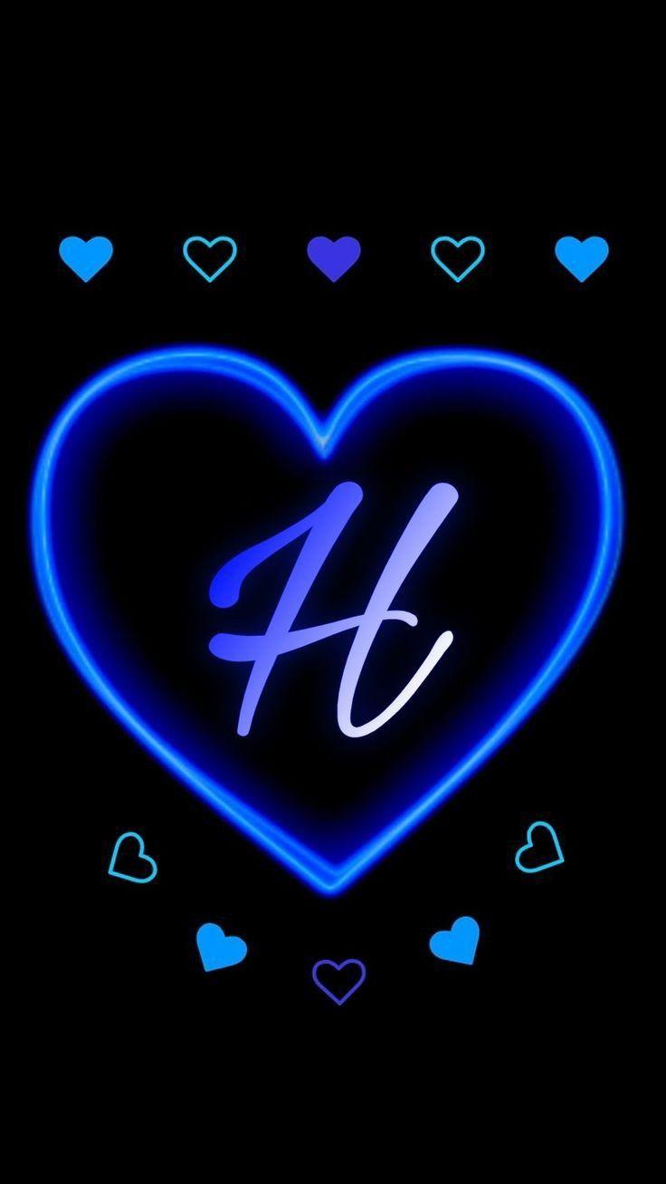 Neon Heart With Letter H And Hearts Cute Love Wallpaper