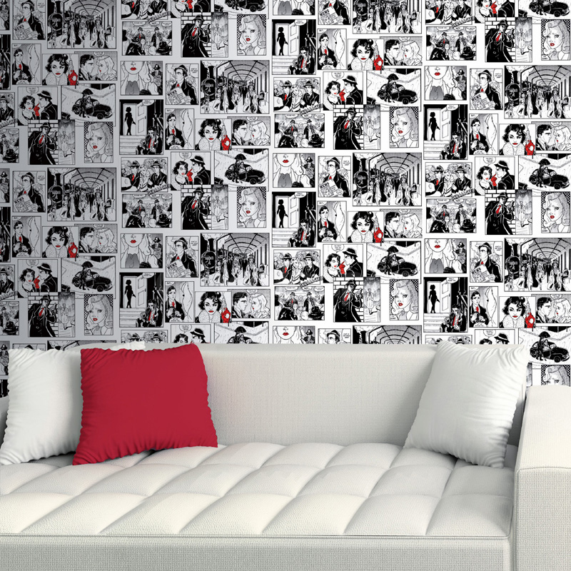 Galerie Retro Ic Strip Wallpaper In Black White And Red