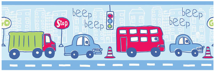 Beep Beep Cars and Vehicles 7 Inch Wallpaper Border 5m