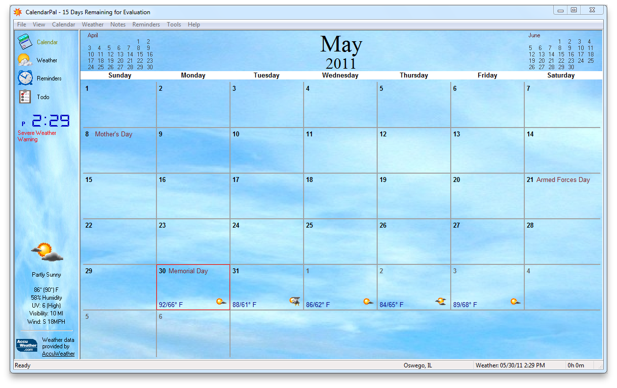 desktop clock and calendar for windows 10