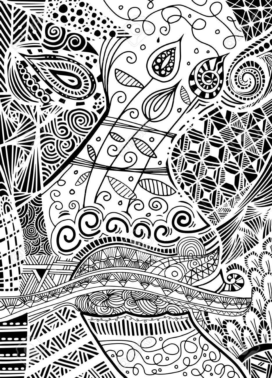 Vector Pattern With Zentangle Background Royalty Cliparts
