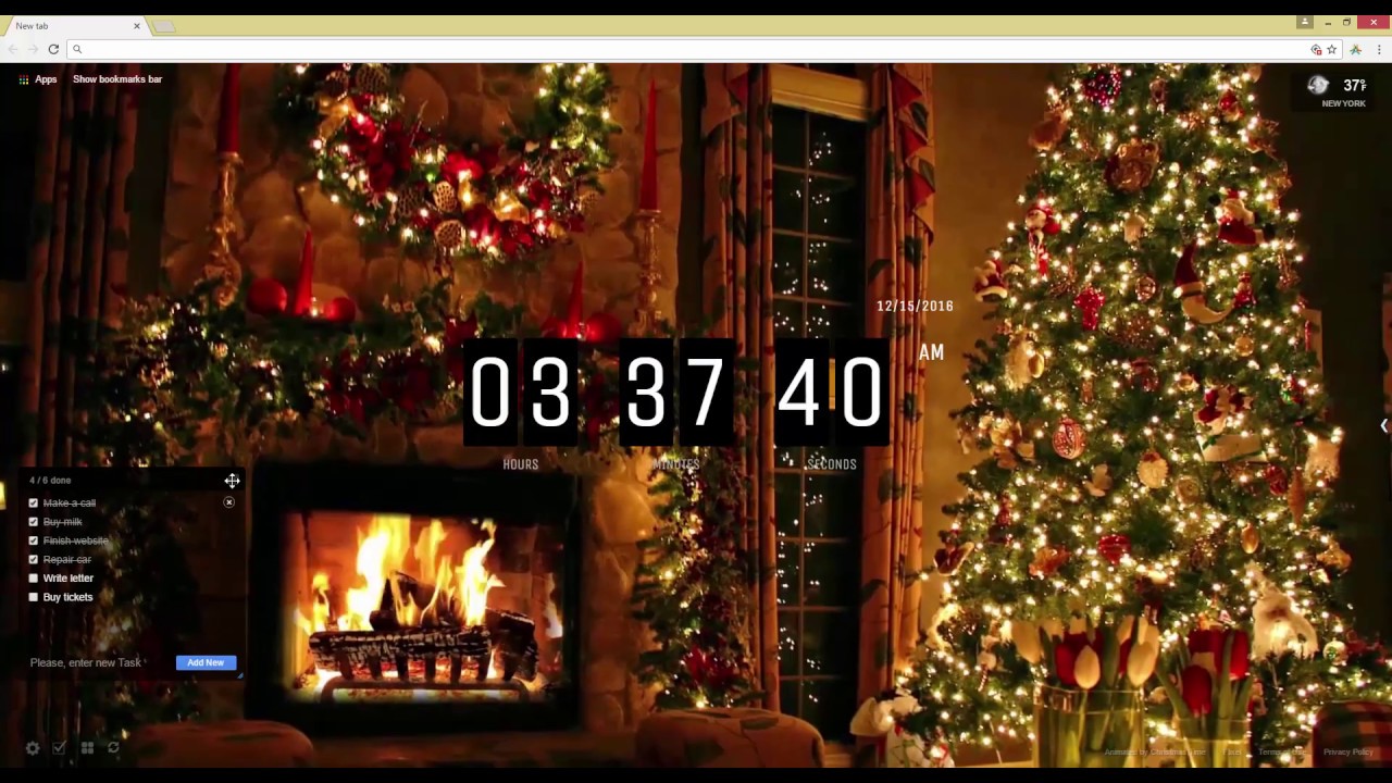 Christmas Tree And Fireplace Live Wallpaper