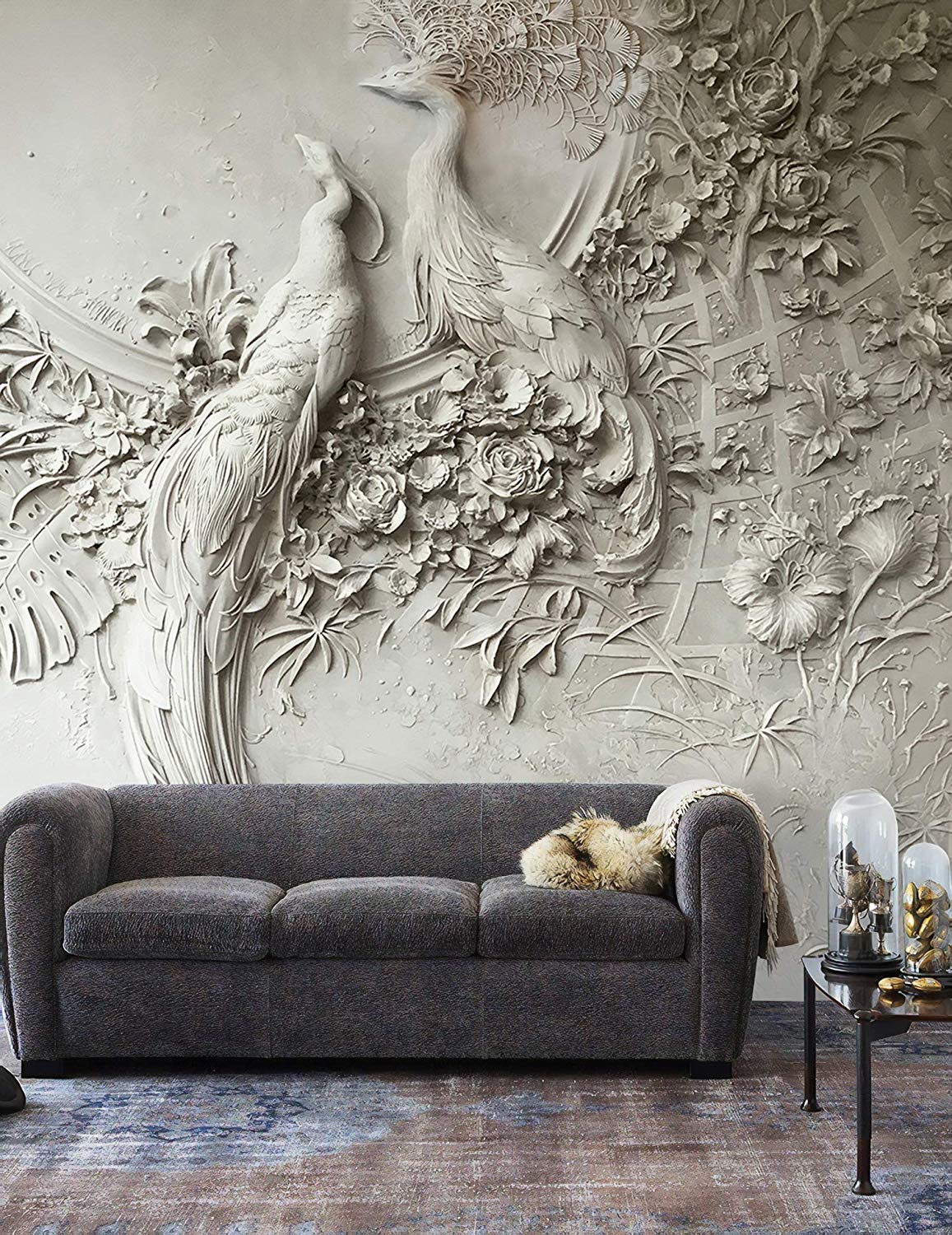 Amazon Murwall Sculpture Wallpaper 3d Embossed Floral Wall