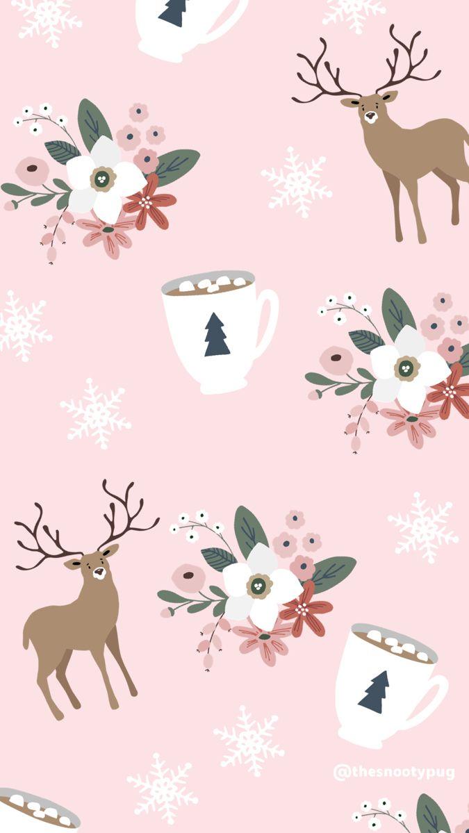 Trendy Pink Christmas Wallpaper Floral Phone