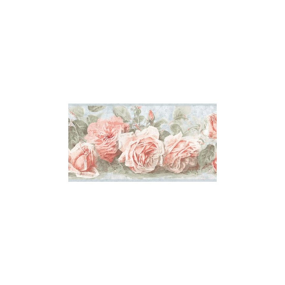 Free download Soft Blue Pink Vintage Rose Wallpaper Wall Border Home