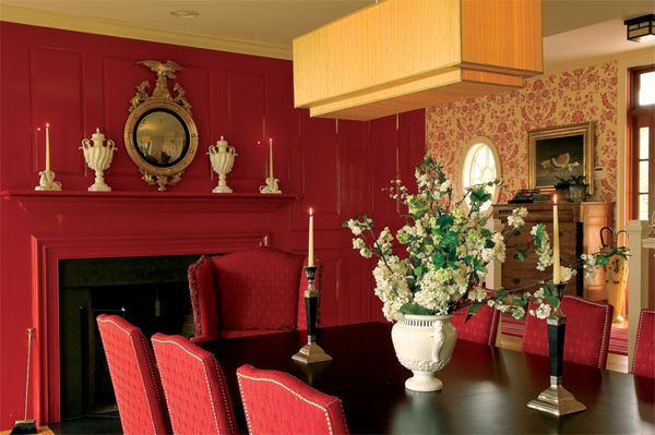 Red Is Echoed In The Firm S St Antoine Damask Wallpaper