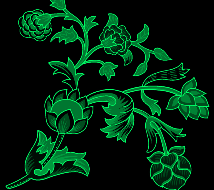 Green Glow Flowers Wallpaper