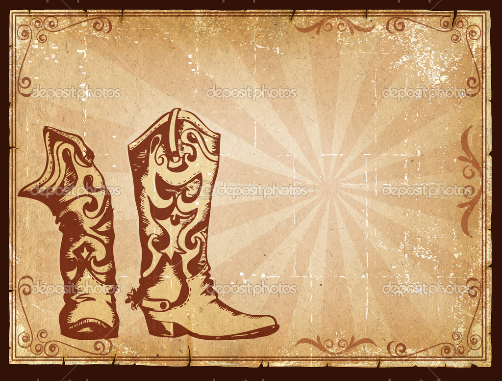 Cowboy Old Paper Background For Text With Decor Frame Stock