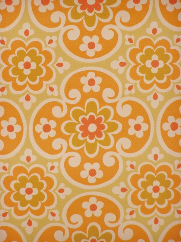 Vintage Orange Geometric Wallpaper from the Seventies 600x800