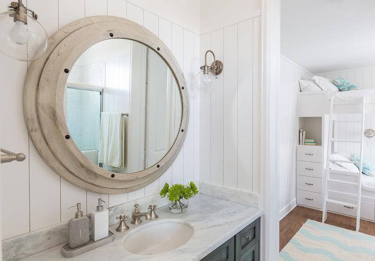 Kids Cottage Bathroom With Shiplap Walls