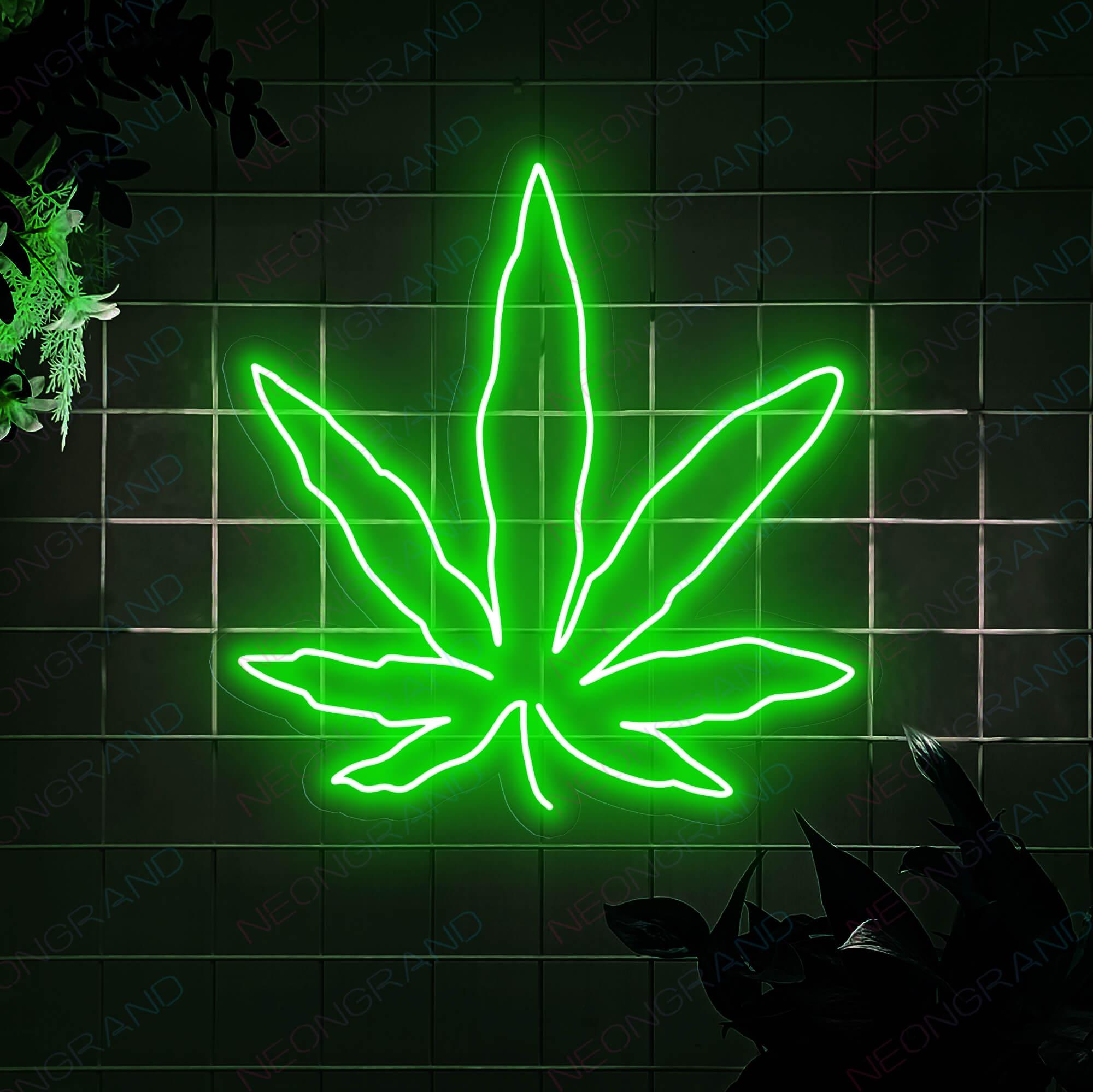 Neon Green Pot Leaf Sign Weed Led Light Neongrand