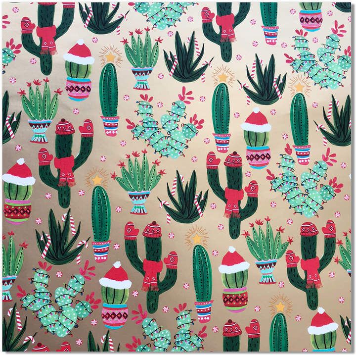 Christmas Cactus Jumbo Gift Wrap Roll Set Of Three
